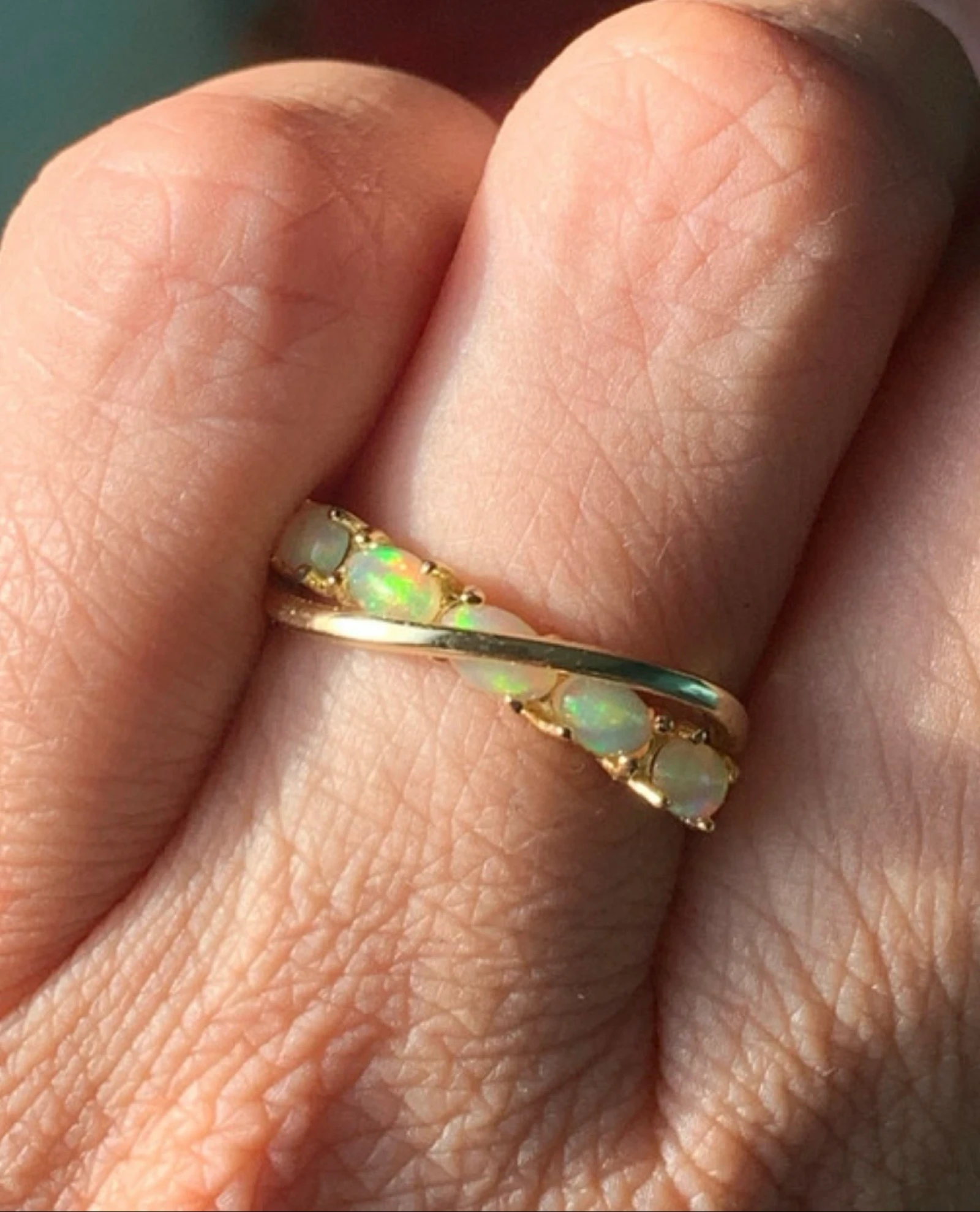 Anillo de plata 925 chapado en oro con ópalos etíopes naturales – photo 8